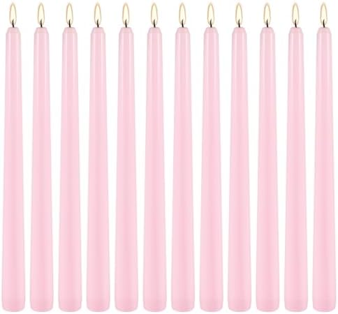 12Pack 10 Inch Pink Taper Candles, Mothers Day Gifts for Mom,Unscented,Smokeless and Dripless Candlestickst,8 Hours Long Burn Time Candle for Valentine's Day,Wedding,Home Décor - Image 2