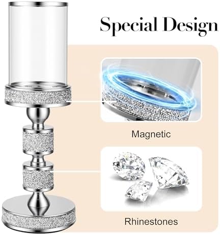Hurricane Candle Holder, 13.5" Tall Candle Stand, Metal Pillar Holder - Image 2