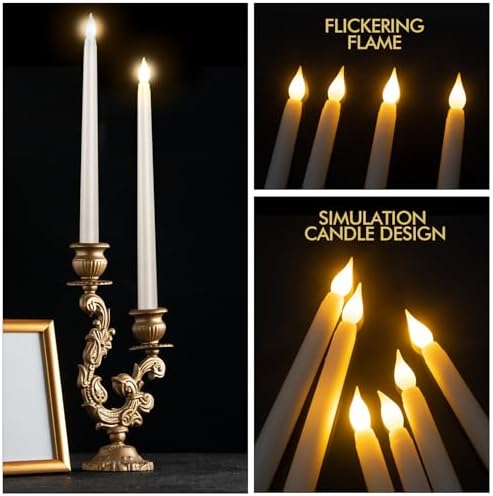24pcs Flameless Flickering LED Taper Candles Bulk Battery Operated Candles for Christmas Halloween Birthday Wedding Party, (Ivory, 11 inch, 24pcs) - Image 3
