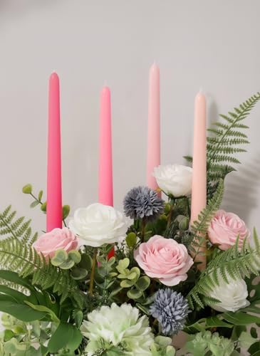 10" Classic Taper Candles, Pink Shades, 4-Pack, 7-8 Hours Long Burning, Unscented Tall Candlesticks - Image 3