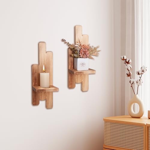 Yorkmills Wall Candle Sconces Set of Two, Wood Wall Sconce Candle Holder - Image 5