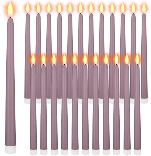 Macarrie 24 Packs Flameless Taper Candles Battery LED 11",Light Purple by Macarrie