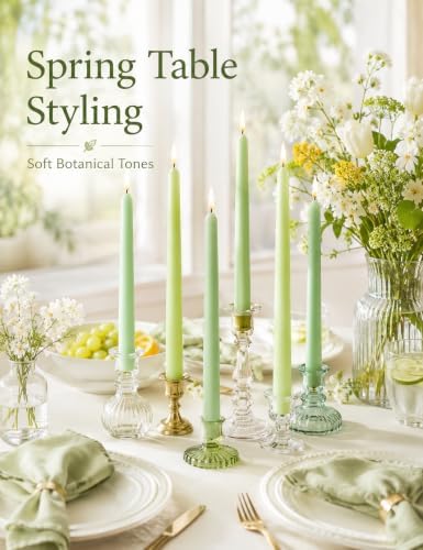 4 Shade of Gradient Green Taper Candles for Home Décor Spring - Image 4