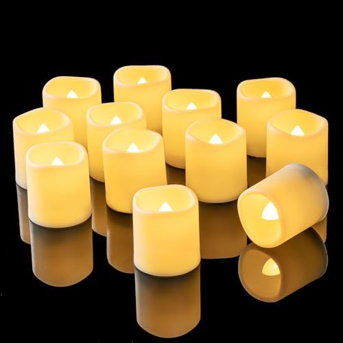 Homemory 12 Pack Flameless LED Votive Tealight Candles with 6 H Auto Timer by Homemory