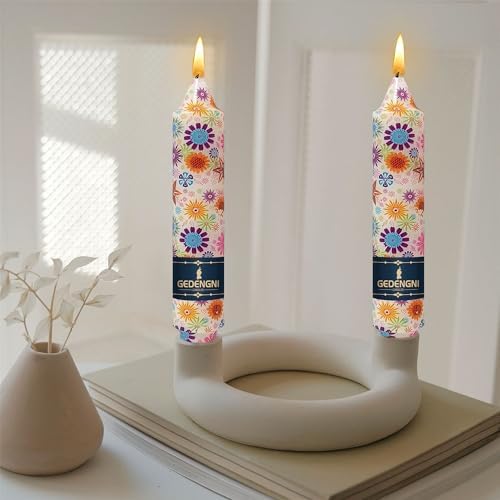 Floral Taper Candle Dripless Candlesticks - Gedengni 4pcs Handmade Sunflower Candles Short Candle Sticks 7inches Smokeless Tapered Candles for Home Party Wedding Dinner,18-SUNFLW - Image 2