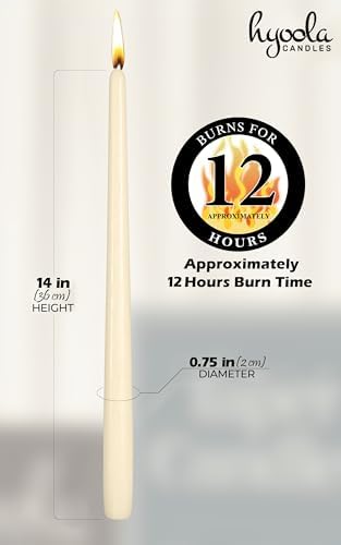 Hyoola 12 Pack Tall Taper Candles - 14 Inch Woolwhite Dripless, Unscented Dinner Candle - Paraffin Wax with Cotton Wicks - 12 Hour Burn Time - Image 4