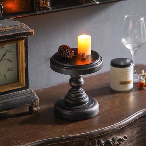 SOFE Black Wood Display Riser, Rustic Small Pedestal Stand/Planter Stands - Image 3