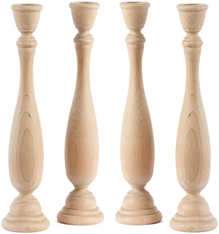 Unfinished Natural Wood Large Candle Sticks Set by Factory Direct Craft - Set of 4 Wooden Candle Holders for DIY Crafts and Decorating Made in USA (Sizes 11" H) - Image 5
