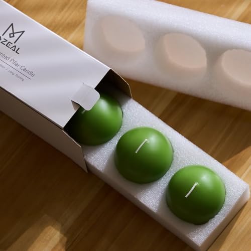 MOZEAL Hand-Poured, 3 Inch Lime Green Round Ball Candles - Elegant Lime Green Round Pillar Candles Set of 3, Dripless, Unscented, Smokeless, Ideal for Spring Celebrations. - Image 6