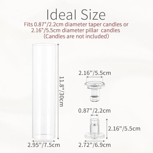 Hurricane Glass Candle Holders: 11.8" Tall Cylinder Cover Set of 10 - Image 4
