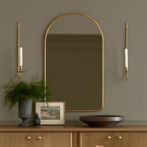 Wall Candle Holders Set of 2 Handcrafted Wrought Iron Sconces with Gold Finish, Easy to Install Modern Candle Holders for Living Room, Bedroom, Hallway, Wedding or Holiday Decor - Image 7