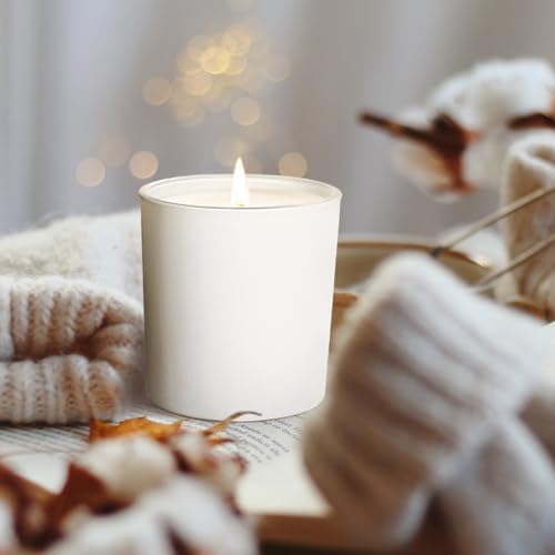 SHOWIN 8 OZ Thick Candle Jars for Making Candles 15 Pcs, White Empty Jars with Wood Lids for Candle Making, Sample Container,Matte White - Image 6