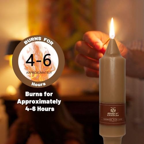 NJAO HOO Brown Short Taper Candle 5 Inch Fall Candlesticks Unscented Dripless Tapered Candle Set for Home Fall Decorations Wedding Party Dinner Candles, 4 Pack - Image 4