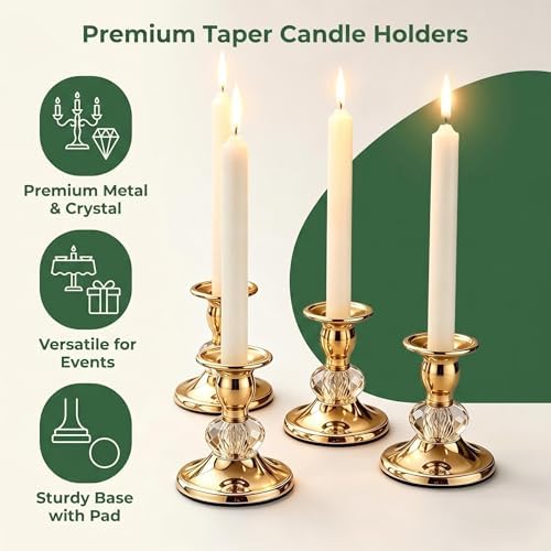 Candlestick Holders Taper Candle Holders, Candle Stick Candle Holder for Table Centerpiece, Wedding Reception, Festive Christmas Mantel Decoration or Home Decor(Gold, 3 Sets(6 Pcs)) - Image 4