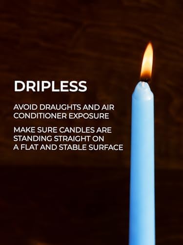 CANDWAX Light Blue 10 inch Taper Candles Set of 12 - Unscented Smokeless Dripless Tall Candlesticks - Perfect for Special Occasions, Ordinary Dinners and as Easter Candles - Light Blue Candle Sticks - Image 3