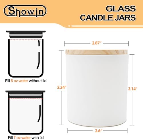 SHOWIN 8 OZ Thick Candle Jars for Making Candles 15 Pcs, White Empty Jars with Wood Lids for Candle Making, Sample Container,Matte White - Image 4