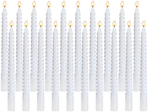 10 Inch White Spiral Taper Candles for Weddings Dinner Holiday by Beilisen