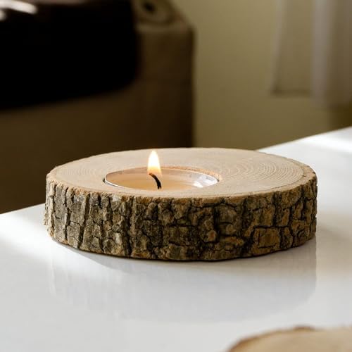 Wooden Tealight Candle Holder - 50 Adorable Thank You Gifts, Perfect for Wedding Favors, Ideal Rustic Decor Piece and Party Decoration - Customize and Gift (50, Undecorated) - Image 5