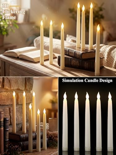 Treela Battery Operated LED Taper Candles,Basic,8 Inch,Ivory - Image 3