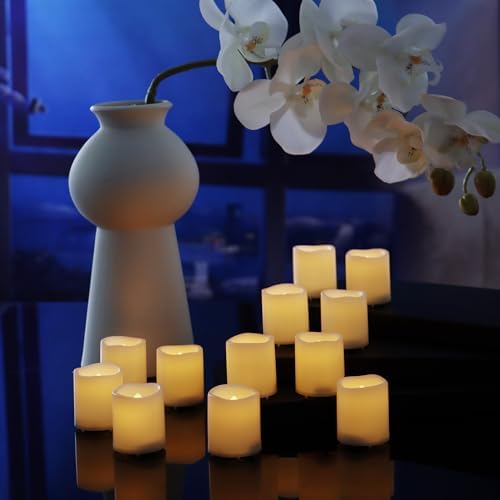 Battery Operated Flameless LED Votive Candles Warm White Light 12 PCS - Image 5