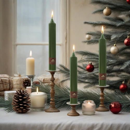 Olive Green Taper Candles Sticks Unscented 9 inch Tapered Candle Ideal as Dinner Smokeless Long Burning Candlesticks for Weddings Dinner Party Home Decor - Image 2
