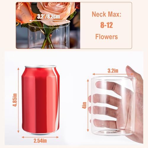 UPBUD 4 Inch Glass Cylinder Vases for Centerpieces, Small Vases for Flowers - Image 2