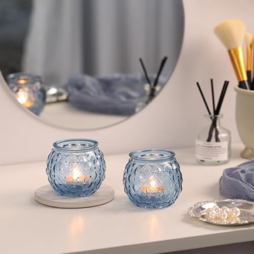 DARJEN 8 Pcs Blue Votive Candle Holders 2.55"x2.6" Tealight Candle Holder - Image 5