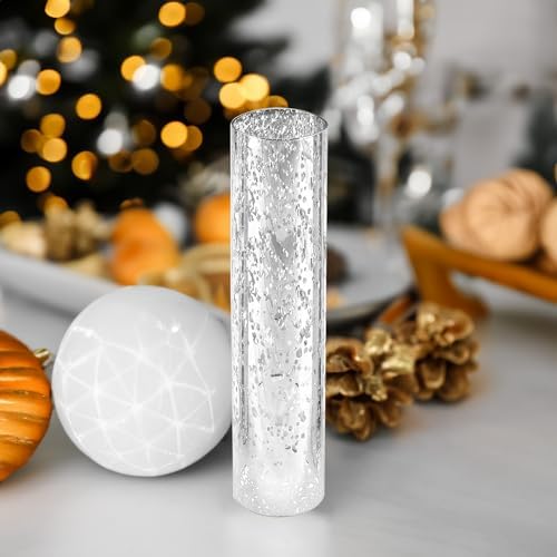 WGVI Hurricane Candle Holder Sleeve, W: 3", Ht: 14", Silver Speckled Glass Cylinder Open Both Ends, Chimney Tube Shade, 6 Pieces - Image 5