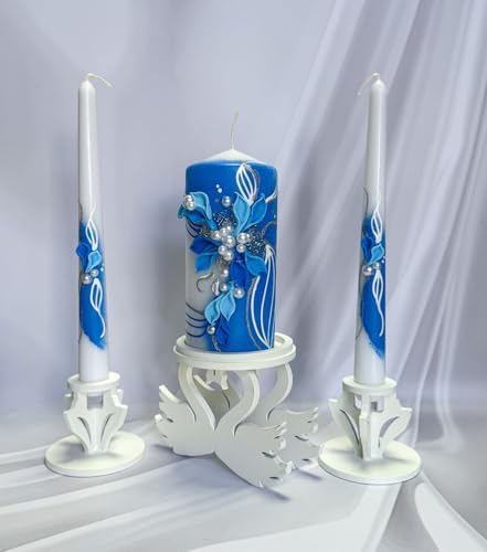 Wooden Unity Candle Holder – Solid Triple Candle Stand – Handcrafted from Natural Wood – Painted in Safe Premium White Finish – Fits 2 Taper (0.80”) & 1 Pillar Candle (3”) - Image 3