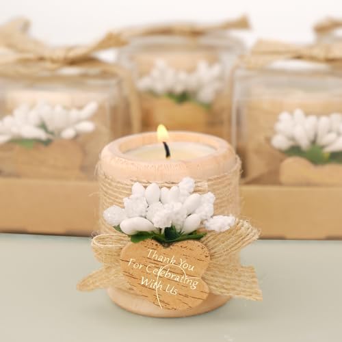 30 Pack Wedding Favors Wood Tealight Candle Holders, Bridal Shower Favors for Guests Bulk, Baptism/Baby Shower Centerpieces for Tables, Wood Cylinder Candle Set for Baby Shower Decorations - Image 5