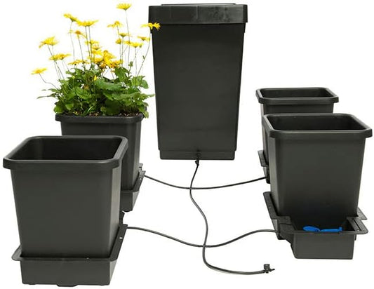 AutoPot 4 Pot System (3.9 Gallon Plastic Pots) (*Includes AIRBASES & AIRDOMES) Self-Watering, Gravity-Fed Hydroponic System (4Pot - 3.9 Gallon - 12.4 Gallon Tank)