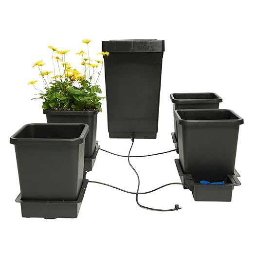 AutoPot 4 Pot System with 3.9 Gallon Plastic Pots and 12.4 Gallon Tank - Self-Watering, Gravity-Fed Hydroponic Systems (4Pot - 3.9 Gallon - 12.4 Gallon Tank)