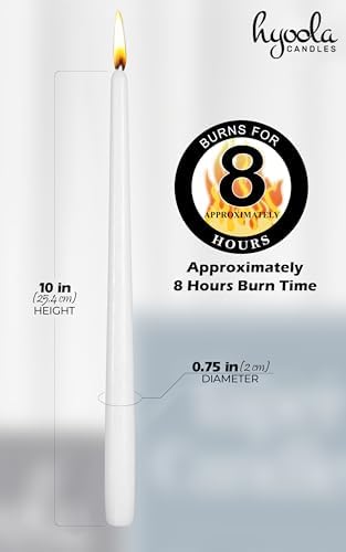 Hyoola 12 Pack Tall Taper Candles - 10 Inch White Dripless, Unscented Dinner Candle - Paraffin Wax with Cotton Wicks - 8 Hour Burn Time - Image 4