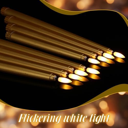 Rossesay 24 Pcs Flameless LED Taper Candles Battery Operated Candle 8.5", 9.65", 10.8", 12.8" Flameless Candlesticks Flickering for Christmas Church Wedding Indoor Decoration(Classic, Golden) - Image 4