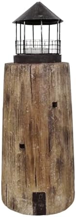 Decorative Nautical Coastal Candle Holders Wood Lighthouse Tea Light Holder by Linfevisi