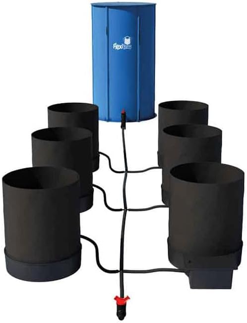 AutoPot 6 Pot GeoPot System with 3 Gallon Fabric Pots - Self-Watering, Gravity-Fed Hydroponic System (6Pot with 25 gal Flexi Tank) Indoor, Black