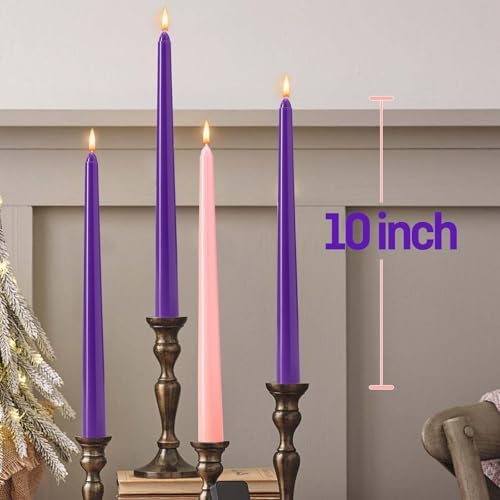 Hausware 36 Pack Taper Candles,27 Purple and 9 Pink,8 Hour Burn Time,Unscented Dripless and Smokeless,10 inch Elegant Premium Quality Dinner Candle for Home Décor,Wedding,Party Candlesticks - Image 5