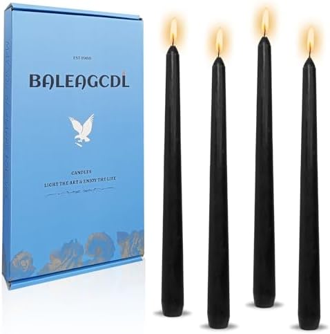 Candlesticks Long Taper Candle,Unscented 10 Inches Black Candle Sticks Smokeless Tapered Candles for Home Décor Holiday Gifts by MANNYCOM