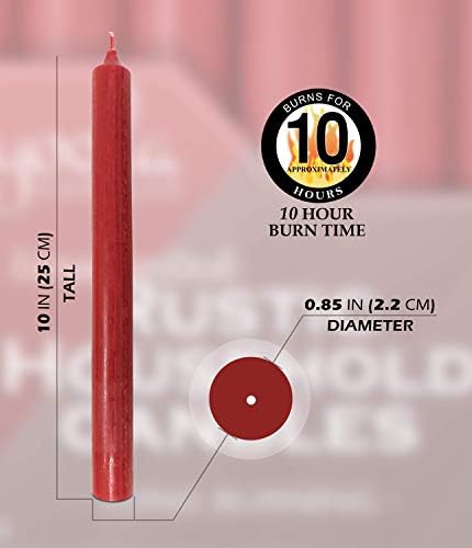 Hyoola 10 Inch Dinner Candles - 12 Pack - Red Tall Unscented Rustic Long Burning Candle Sticks - Image 2