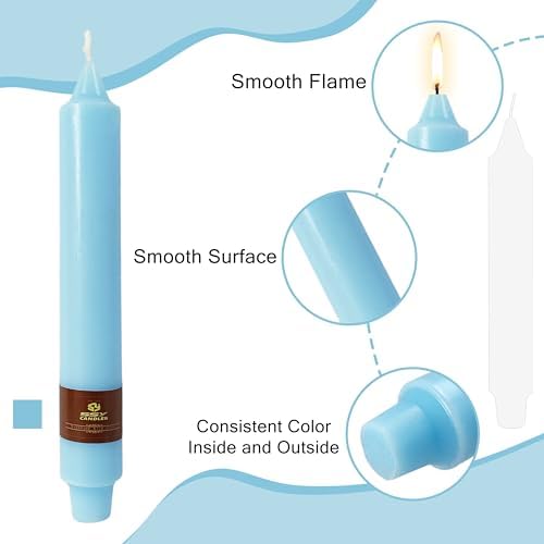 Blue Taper Candles 9 inch - 4 Pack Fat Candle Taper Candles Dripless, Smokeless, Unscented Hand Poured Tall Candlesticks - Perfect for Home Decor, Weddings, and Special Occasions - Image 3