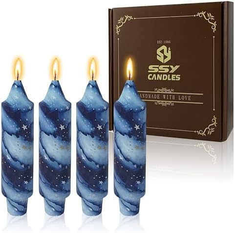 5 Inch Short Candles Starry Sky Print Taper Candles Printed Candlesticks Handmade Unscented Smokeless Candle for Home Dinner Wedding Holidays - Image 2