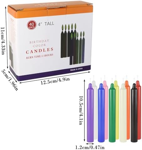 40 Pack 4 Inch Spell Chime Candles,Multi-Colored Taper Candles,10 Colored - Image 2