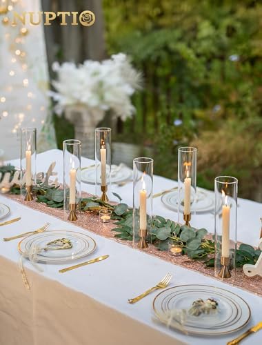 NUPTIO Taper Candle Holders Gold: Small Solid Aluminum Candlstick Holders - Image 3