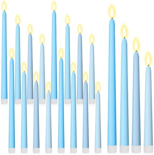 Rossesay 24 Pcs Flameless LED Taper Candles Battery Operated Candles 8.5", 9.65", 10.8", 12.8" Flameless Candlesticks Flickering for Christmas Church Wedding(Classic, Ocean Color) by Rossesay