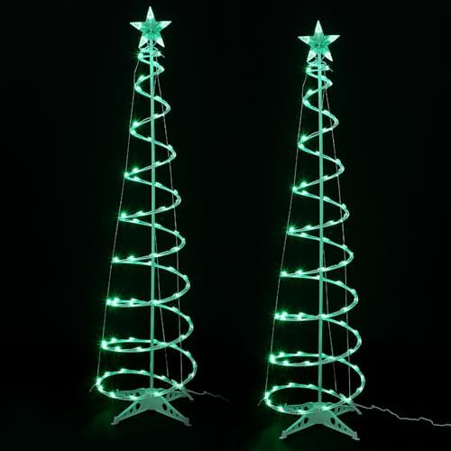 2 Pack 6 Ft Spiral Christmas Tree 125 LEDs Outdoor, Green by Macarrie