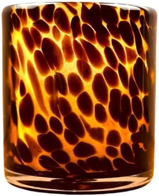 Hapton House Tortoise Shell Glass Candle Holder - Votive and Tealight Candle Holder - Leopard Print - Cheetah Print - Animal Print - Tortoiseshell - Candle Jar - Wedding - Holiday Decor - Medium by HaptonHouse