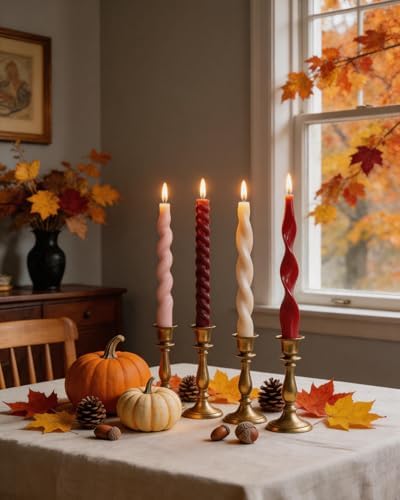 Red Taper Candles Spiral Candlesticks Unscented Smokeless Tall Candles for Christmas Wedding Holiday Dinner Party Home Decorative candles-10inch,4pcs - Image 2