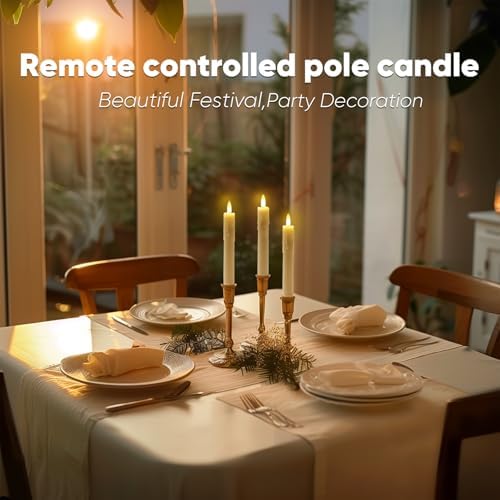 Homemory 7 Inches Flameless Taper Candles with Remote Timer, Short Led Candlesticks with 3D Flickering Light, Battery Operated Candles with Lifelike Flame for Wedding Home Xmas Decor, Ivory, 12 Pcs - Image 2