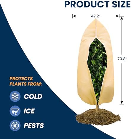 SCRUBIT Plant Covers Freeze Protection, 47.2 X 70.8 in. Frost Cloths for Outdoor Plants Fruit Trees & Shrubs with Zipper and Drawstring, Thick Winter Plant Covers - 2 Pack Tree Frost Blankets - Image 4