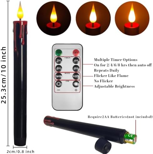 Halloween flameless taper candles with remote, LED bleeding candlesticks - Image 3
